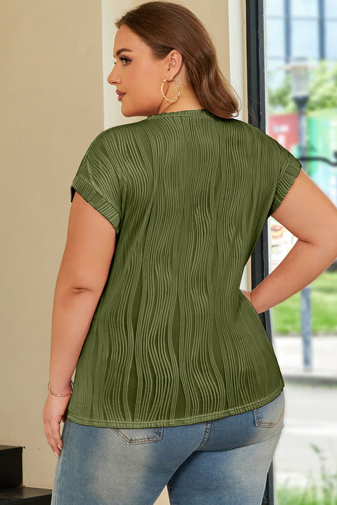Wavy Textured Solid Minimalist Stretch Tee
