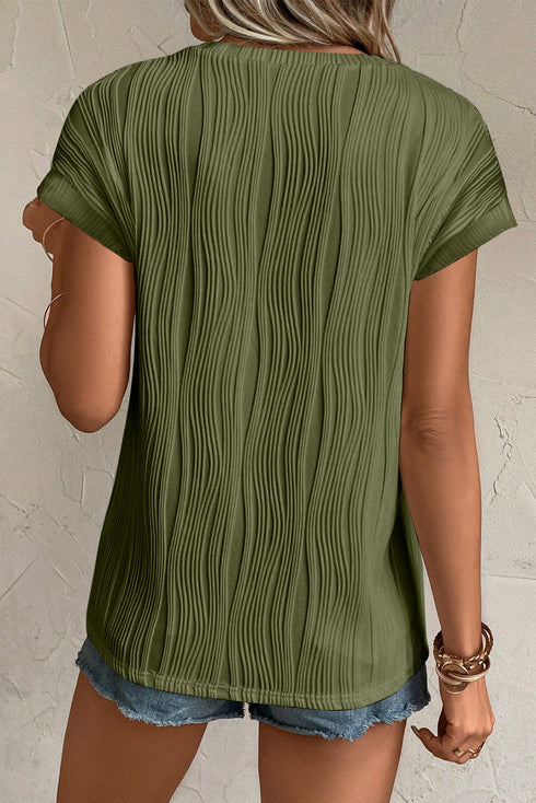 Wavy Textured Solid Minimalist Stretch Tee