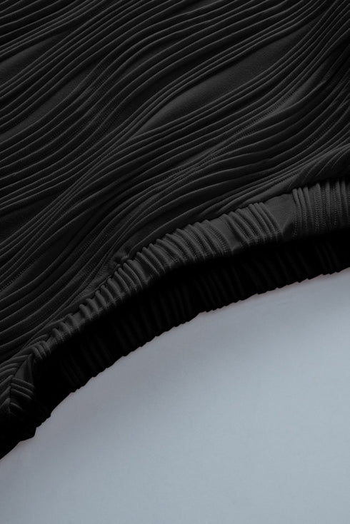 Wavy Textured Solid Minimalist Stretch Tee