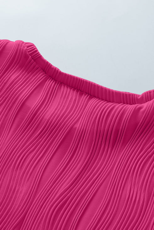 Wavy Textured Solid Minimalist Stretch Tee