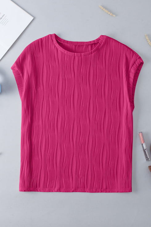 Wavy Textured Solid Minimalist Stretch Tee