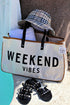 Weekend Vibes Graphic Print Structured Canvas Tote