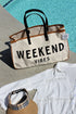 Weekend Vibes Graphic Print Structured Canvas Tote