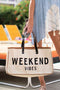 Weekend Vibes Graphic Print Structured Canvas Tote