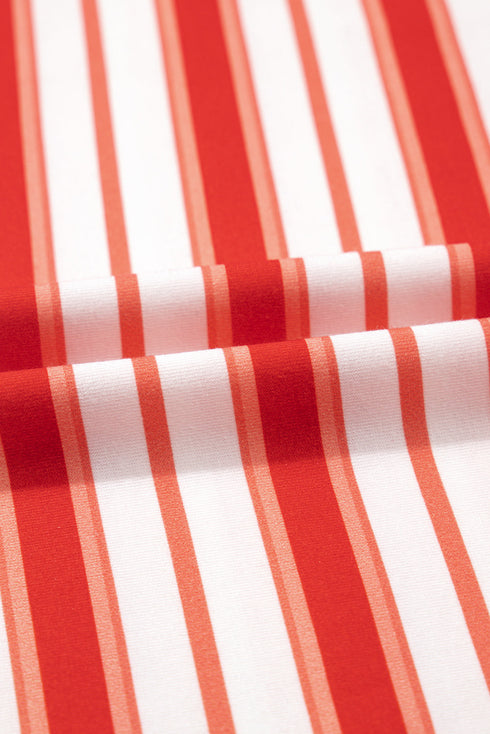 Weekend Vibes Striped Contrast Collar Raglan Sleeve Oversized Tee