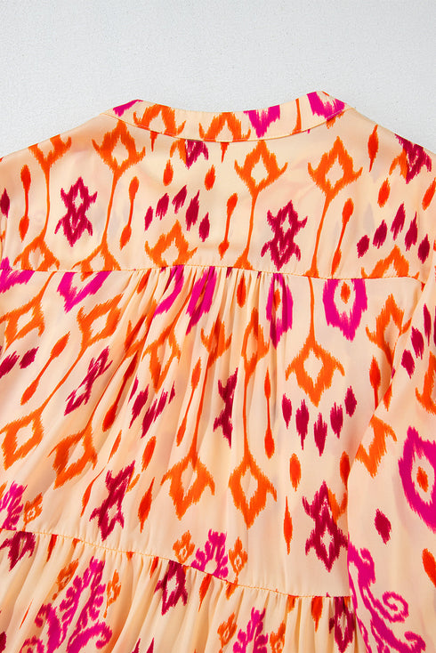 Western Abstract Geometric Printed Maxi Dress