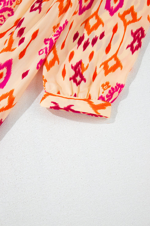 Western Abstract Geometric Printed Maxi Dress