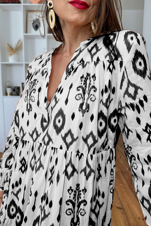 Western Abstract Geometric Printed Maxi Dress