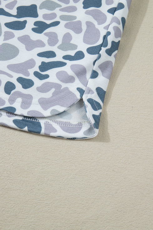 Western Abstract Print Polo Collar Short Set
