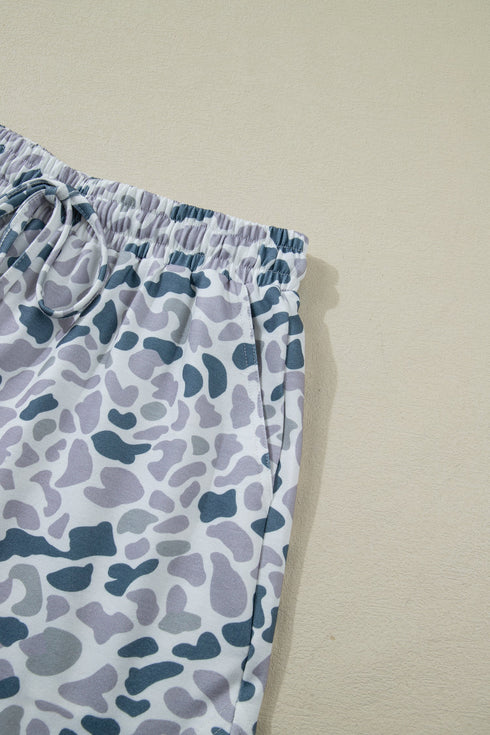 Western Abstract Print Polo Collar Short Set