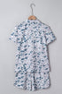 Western Abstract Print Polo Collar Short Set