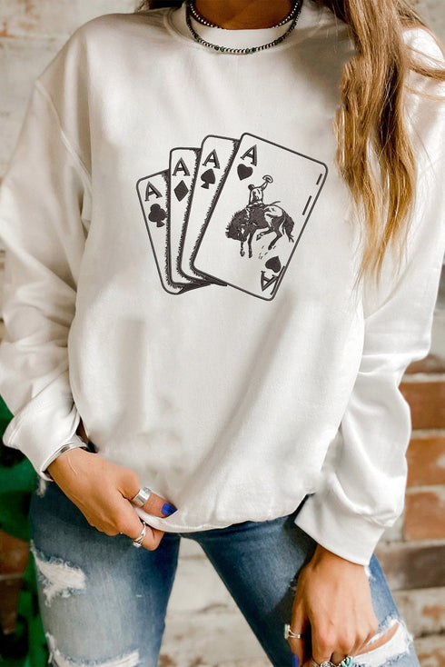 Western Aces Bronco Graphic Crew Neck Sweatshirt