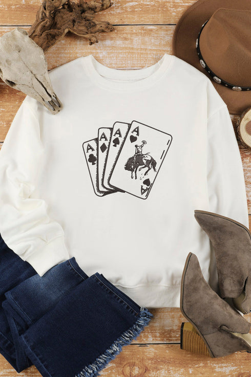 Western Aces Bronco Graphic Crew Neck Sweatshirt