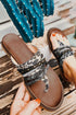 Western Aesthetic Studded Animal Print Thong Slipper