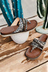 Western Aesthetic Studded Animal Print Thong Slipper
