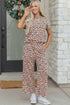 Western All Over Leopard Print Casual Tee Pant Set