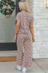 Western All Over Leopard Print Casual Tee Pant Set
