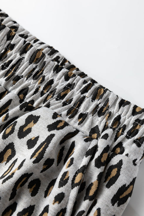 Western All Over Leopard Print Casual Tee Pant Set