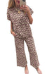 Western All Over Leopard Print Casual Tee Pant Set