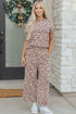 Western All Over Leopard Print Casual Tee Pant Set