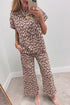 Western All Over Leopard Print Casual Tee Pant Set
