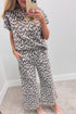 Western All Over Leopard Print Casual Tee Pant Set
