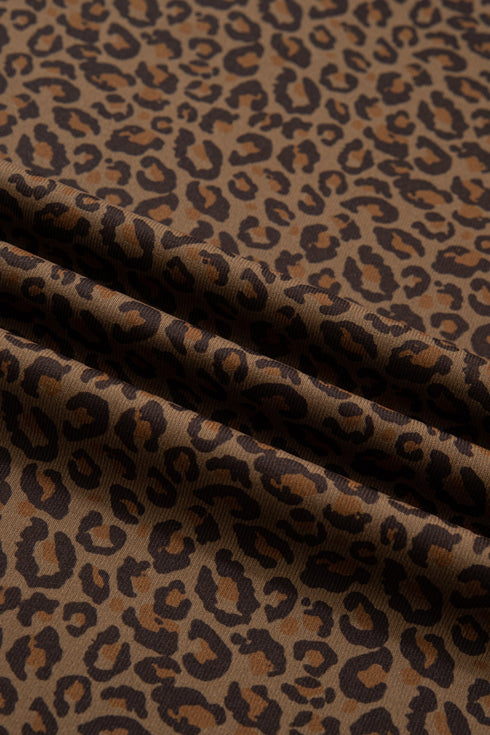 Western All Over Leopard Print Ribbed Trim Tee