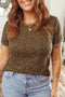 Western All Over Leopard Print Ribbed Trim Tee