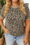 Western All Over Leopard Print Textured Plus Size Top
