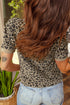 Western All Over Leopard Print Textured Plus Size Top