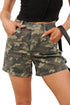 Western All Over Print Camouflage High Rise Denim Shorts