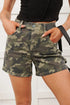 Western All Over Print Camouflage High Rise Denim Shorts
