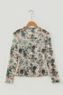Western Allover Floral Print Sheer Long Sleeve Mesh Top