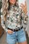 Western Allover Floral Print Sheer Long Sleeve Mesh Top