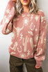 Western Allover Print Drop Shoulder Long Sleeve Knit Sweater