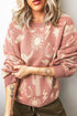 Western Allover Print Drop Shoulder Long Sleeve Knit Sweater