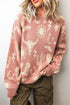 Western Allover Print Drop Shoulder Long Sleeve Knit Sweater