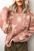 Western Allover Print Drop Shoulder Long Sleeve Knit Sweater