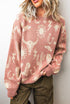 Western Allover Print Drop Shoulder Long Sleeve Knit Sweater