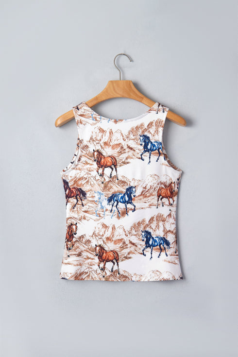 Western Americana Horse Hat Graphic Tank Top