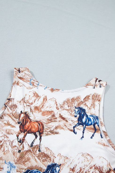 Western Americana Horse Hat Graphic Tank Top