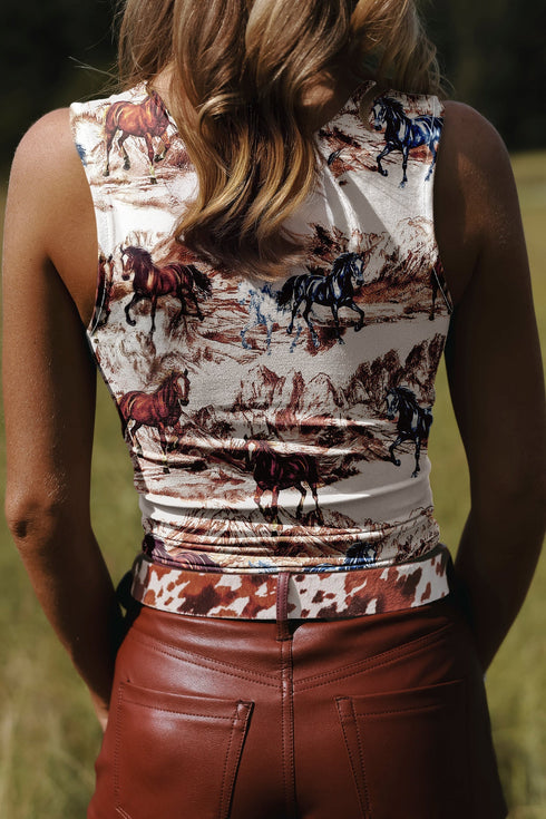Western Americana Horse Hat Graphic Tank Top