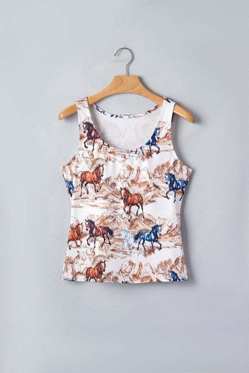 Western Americana Horse Hat Graphic Tank Top