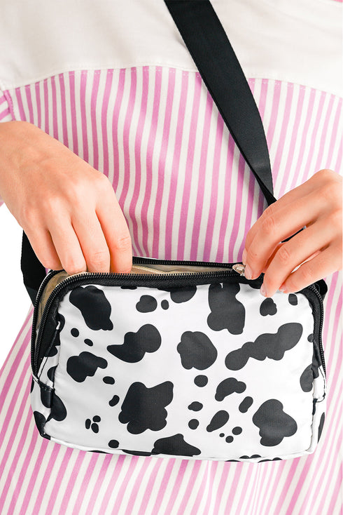 Western Animal Print Nylon Crescent Adjustable Crossbody Bag