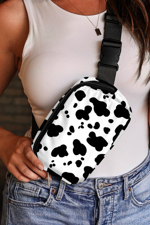 Western Animal Print Nylon Crescent Adjustable Crossbody Bag