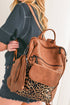 Western Animal Print Patchwork Faux Leather Functional Backpack