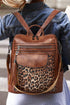 Western Animal Print Patchwork Faux Leather Functional Backpack