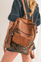 Western Animal Print Patchwork Faux Leather Functional Backpack