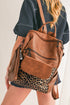 Western Animal Print Patchwork Faux Leather Functional Backpack