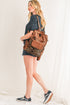 Western Animal Print Patchwork Faux Leather Functional Backpack